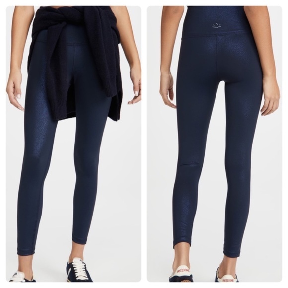 Beyond Yoga Pants - Beyond Yoga Twinkle High Waisted 7/8 Yoga Leggings in Nocturnal Navy Twinkle S